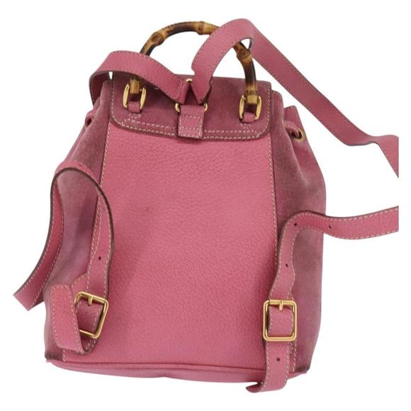 GUCCI Bamboo Backpack Suede Pink Gold 003 2034 0030 Auth BA6202 main image 15